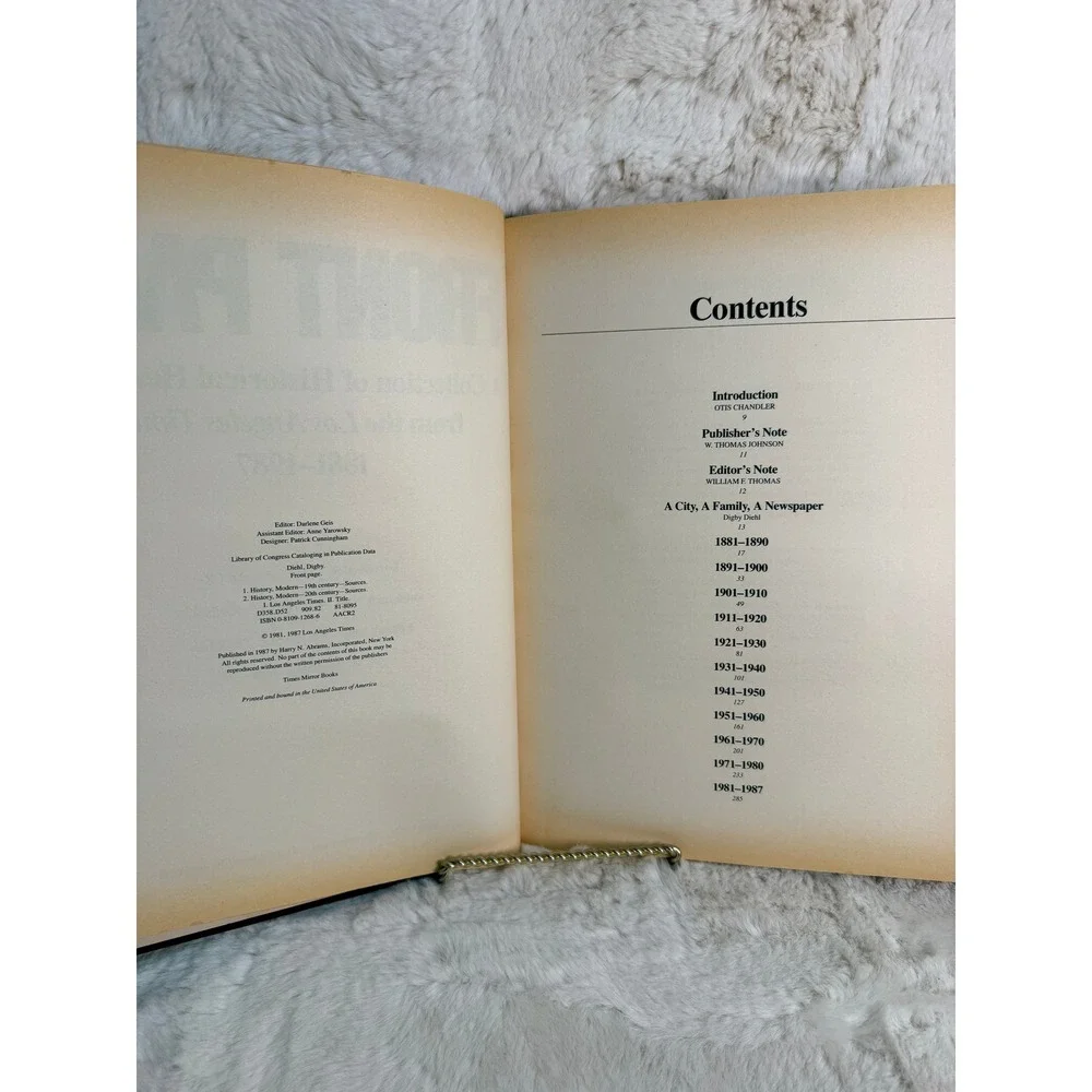Front Page Historical Headlines Los Angeles Times 1881-1987 Abrams Hardcovr Book